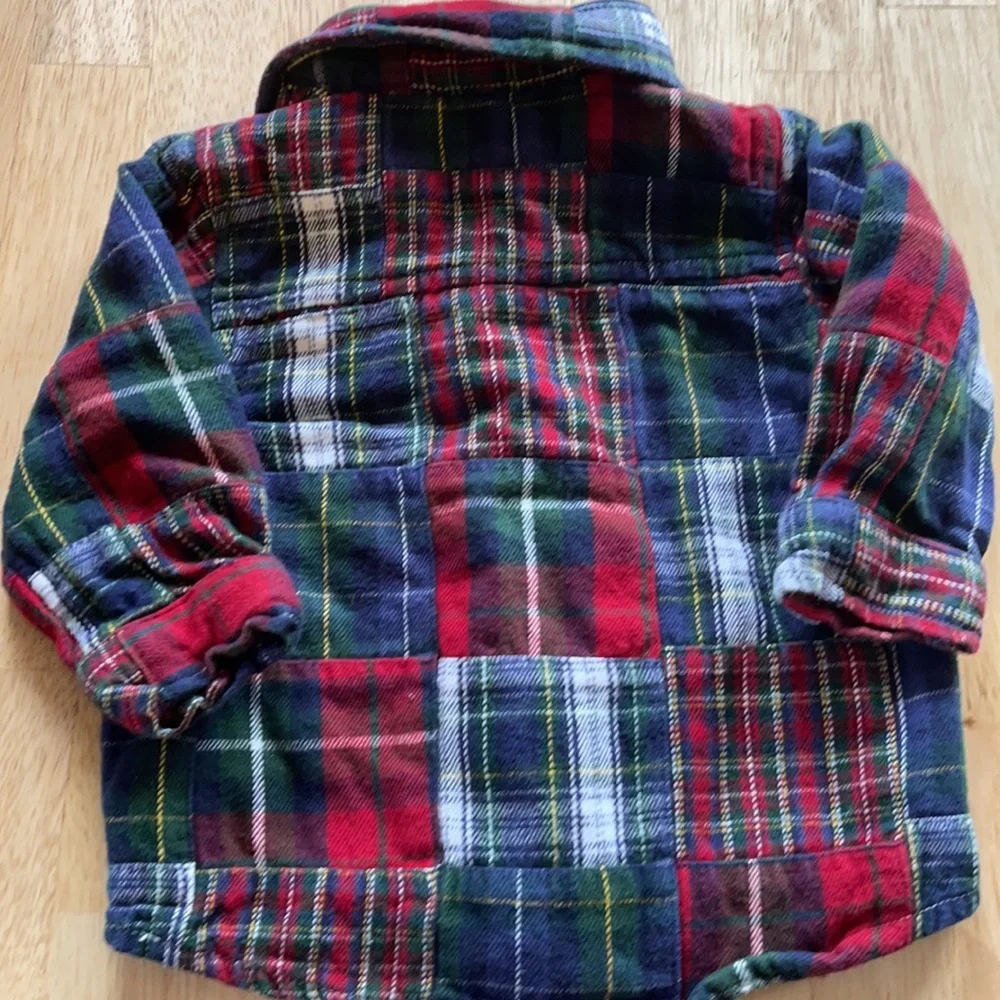 Gap Y2K patchwork plaid shirt 6-9 mos
